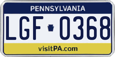 PA license plate LGF0368