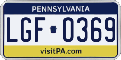 PA license plate LGF0369
