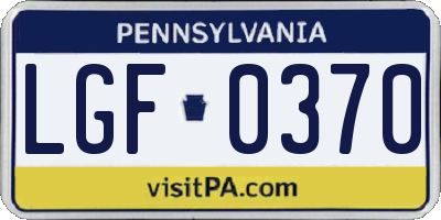 PA license plate LGF0370