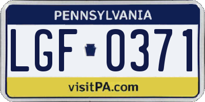 PA license plate LGF0371