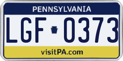 PA license plate LGF0373