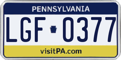 PA license plate LGF0377