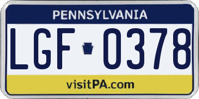 PA license plate LGF0378