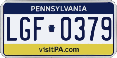 PA license plate LGF0379