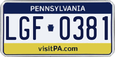 PA license plate LGF0381