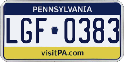 PA license plate LGF0383