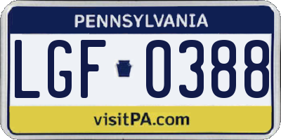 PA license plate LGF0388
