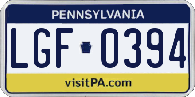 PA license plate LGF0394
