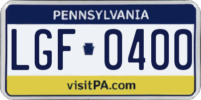 PA license plate LGF0400