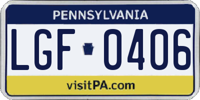PA license plate LGF0406