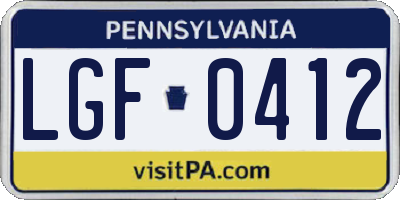 PA license plate LGF0412
