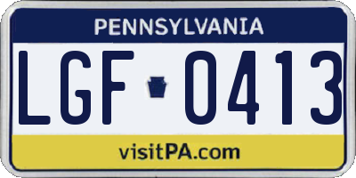 PA license plate LGF0413