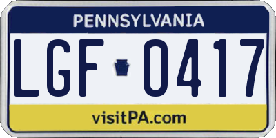 PA license plate LGF0417