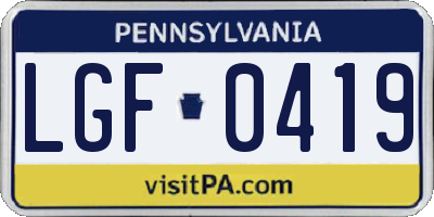 PA license plate LGF0419