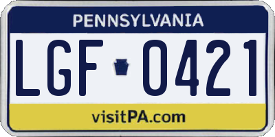 PA license plate LGF0421