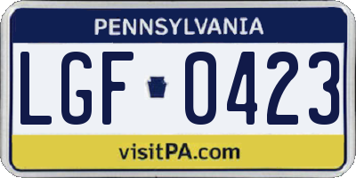 PA license plate LGF0423
