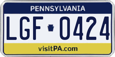 PA license plate LGF0424