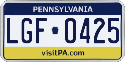 PA license plate LGF0425