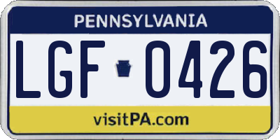 PA license plate LGF0426