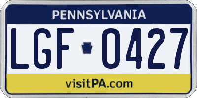 PA license plate LGF0427