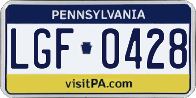 PA license plate LGF0428