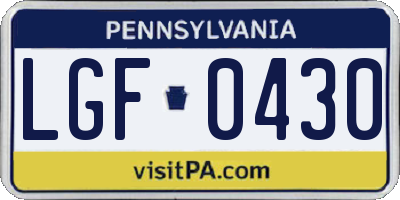 PA license plate LGF0430