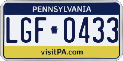 PA license plate LGF0433