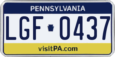 PA license plate LGF0437