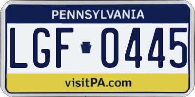 PA license plate LGF0445