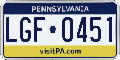 PA license plate LGF0451