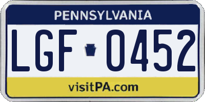 PA license plate LGF0452