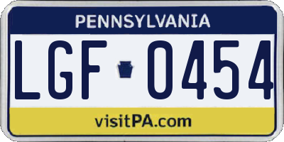PA license plate LGF0454