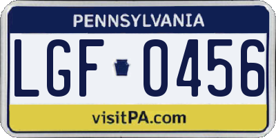 PA license plate LGF0456