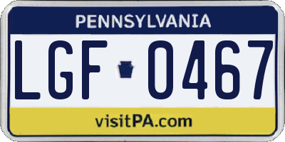 PA license plate LGF0467