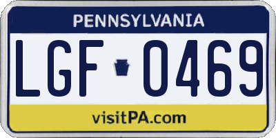PA license plate LGF0469