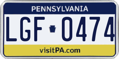 PA license plate LGF0474