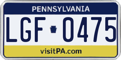 PA license plate LGF0475