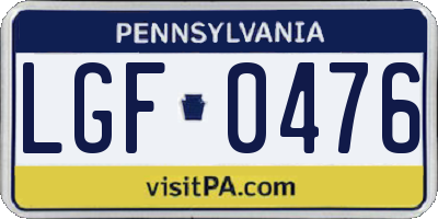 PA license plate LGF0476