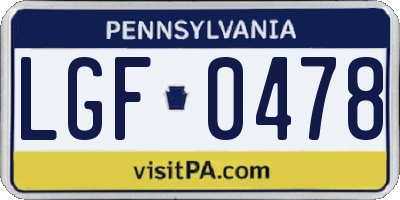 PA license plate LGF0478