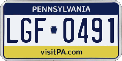 PA license plate LGF0491