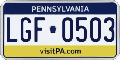 PA license plate LGF0503