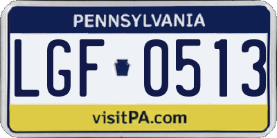 PA license plate LGF0513