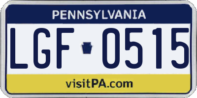 PA license plate LGF0515