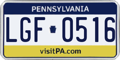 PA license plate LGF0516