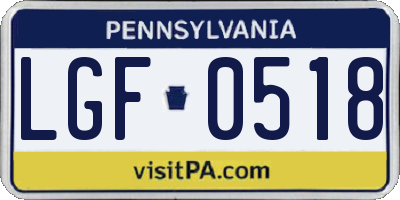 PA license plate LGF0518