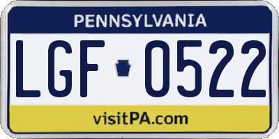 PA license plate LGF0522