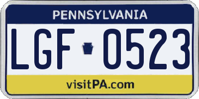PA license plate LGF0523