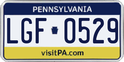 PA license plate LGF0529