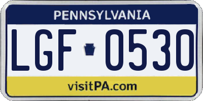PA license plate LGF0530