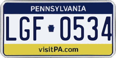 PA license plate LGF0534
